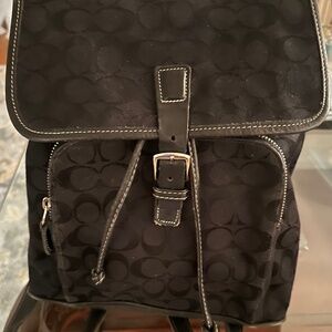 Vintage Coach Black Cloth and Leather Backpack